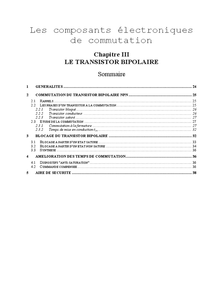 Commutation ChapitreIII | PDF | Transistor bipolaire | Transistor