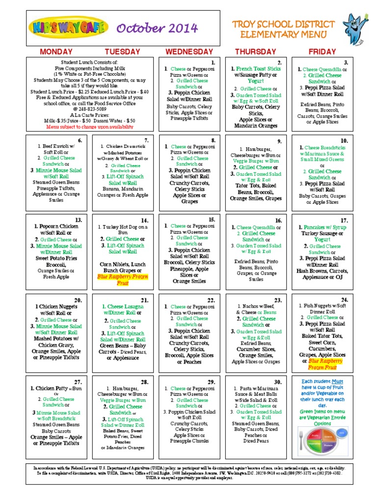 Troy School District Lunch Menu | PDF | Salad | Hamburgers