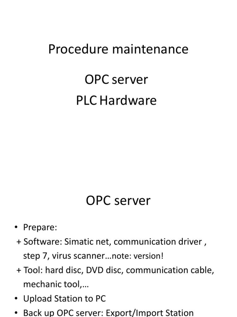 OPC Server & PLC Maintenance Guide | PDF | Business