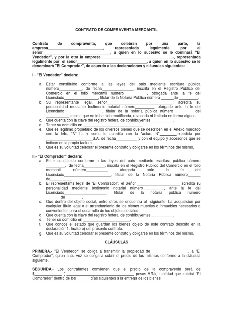 Contrato de Compraventa Mercantil 10 de Junio Justicia