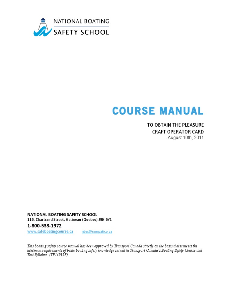 Canadian Boating Exam Manual PDF Navigation Water Transport
