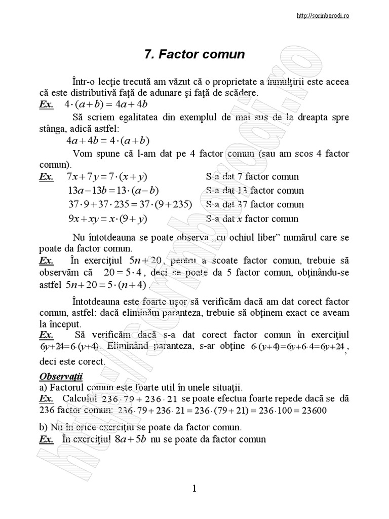 V 7 Factor Comun | PDF