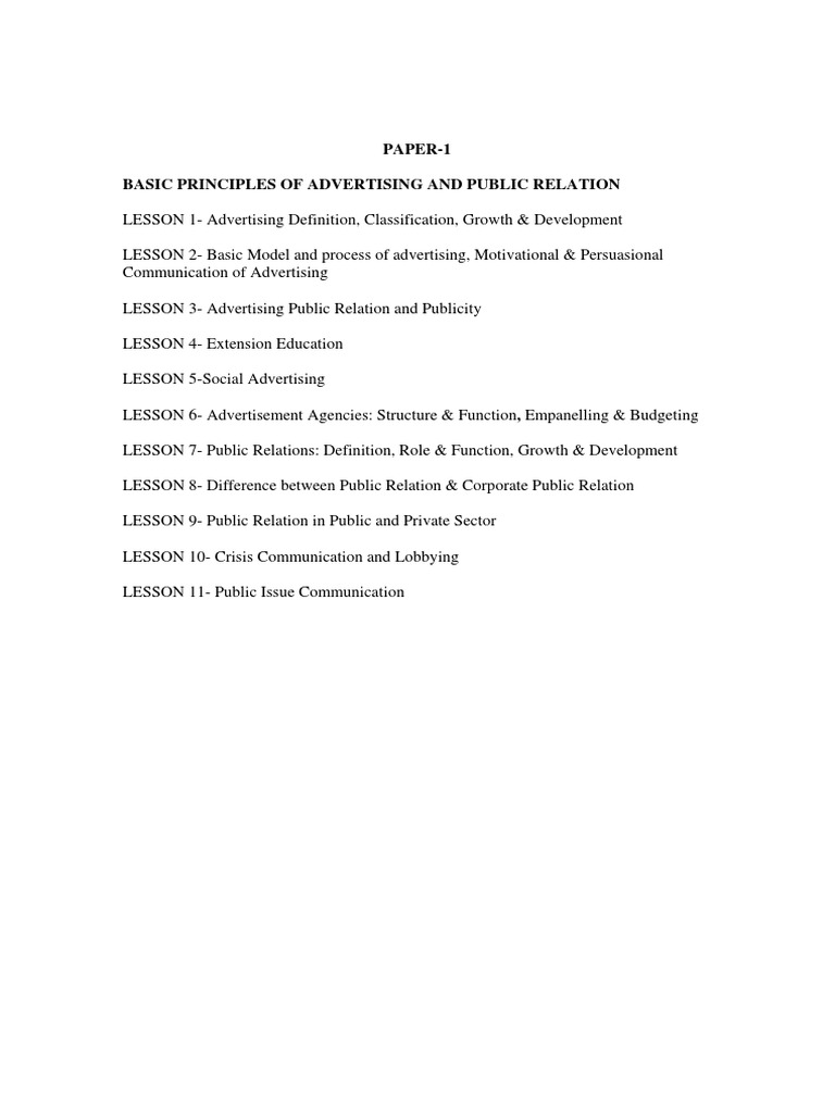 Principles of Advertising & Public Relations | PDF | Public Relations ...