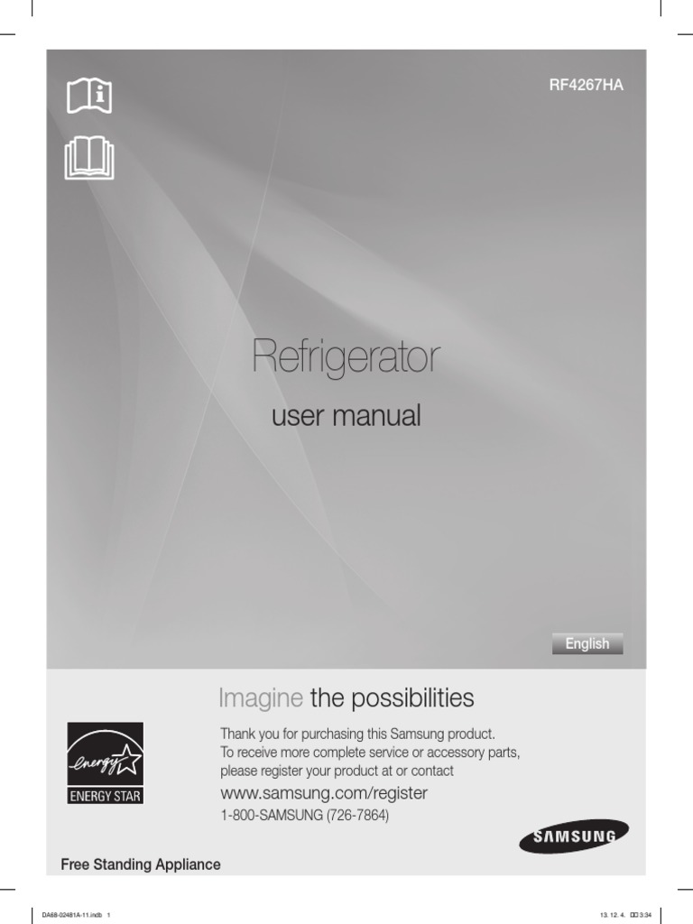 Samsung Refrigerator Manual DA6802481A11 PDF Refrigerator Ac
