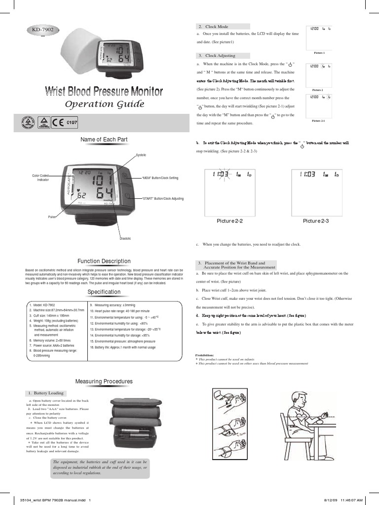 Advocate Blood Pressure Monitor PDF Diastole Blood Pressure
