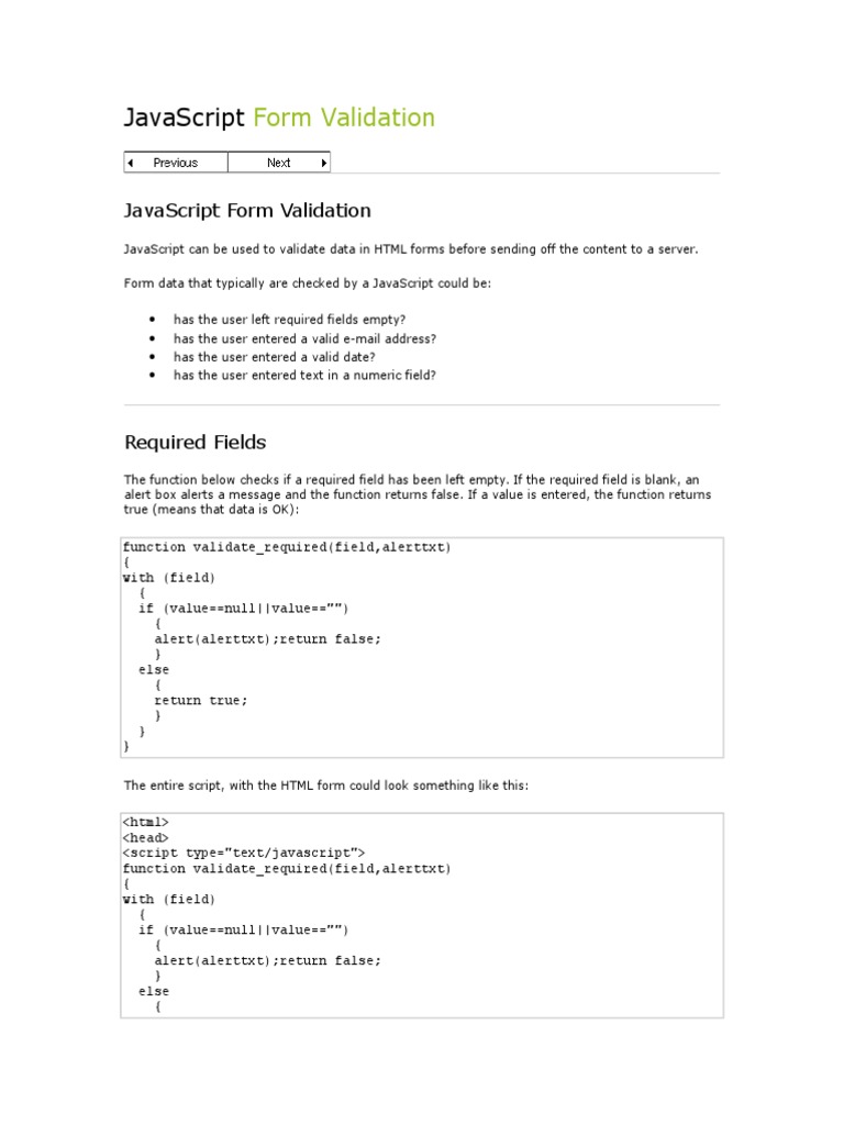 33 Form Validation | PDF | Email | Java Script