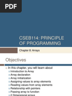 Cseb114: Principle of Programming: Chapter 8: Arrays