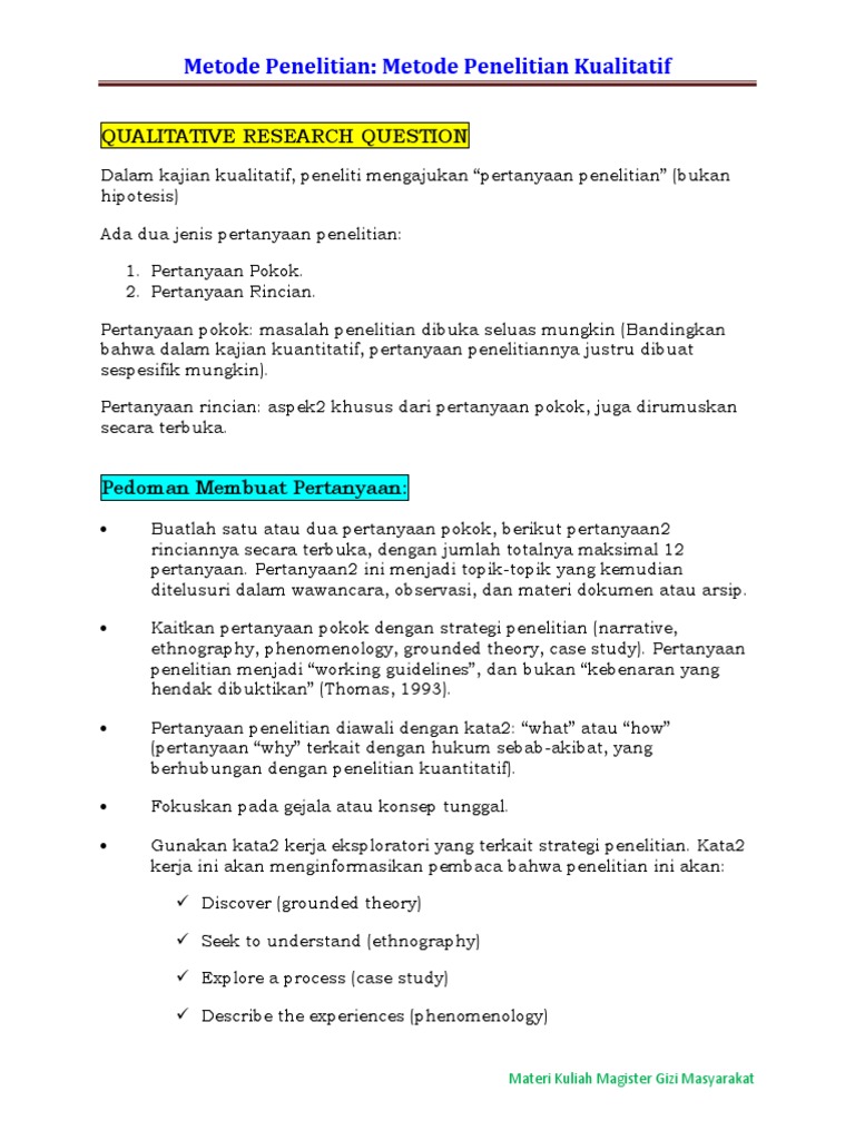 Pertanyaan Penelitian