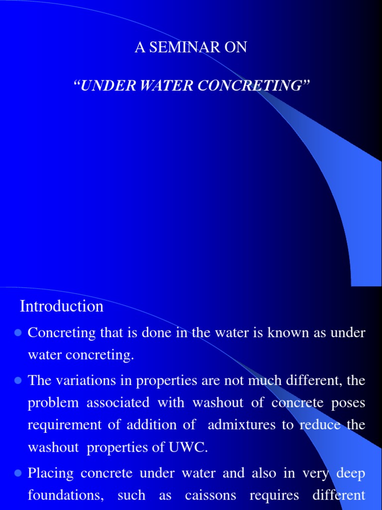 Underwater Concrete Rheology Concrete