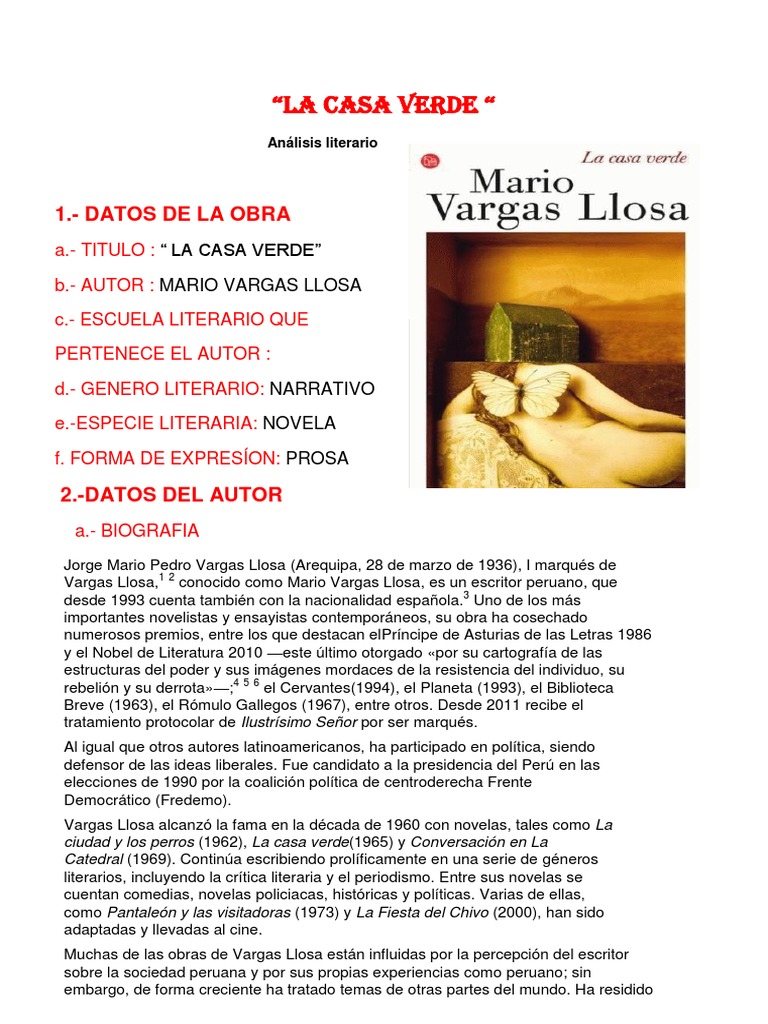 La Casa Verde | Descargar gratis PDF | Novelas