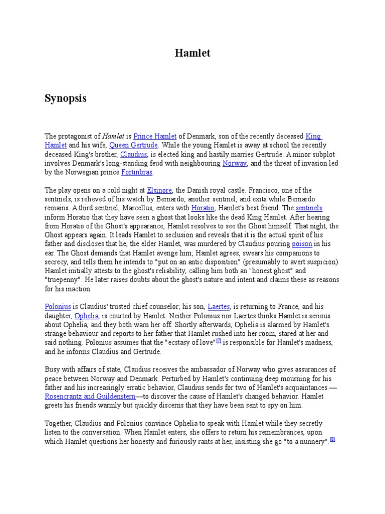 Hamlet Prince Hamlet King Hamlet Queen Gertrude Claudius Norway