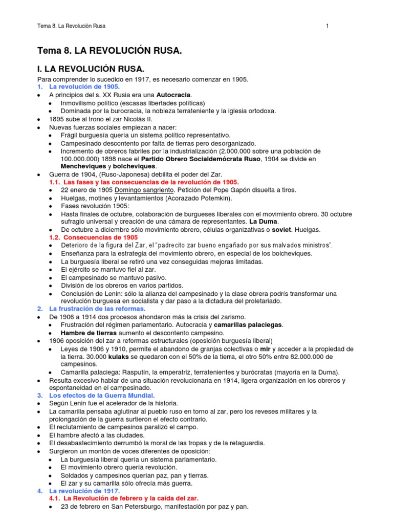 Esquema de la Revolución Rusa 1917 | PDF | Vladimir Lenin | revolución rusa