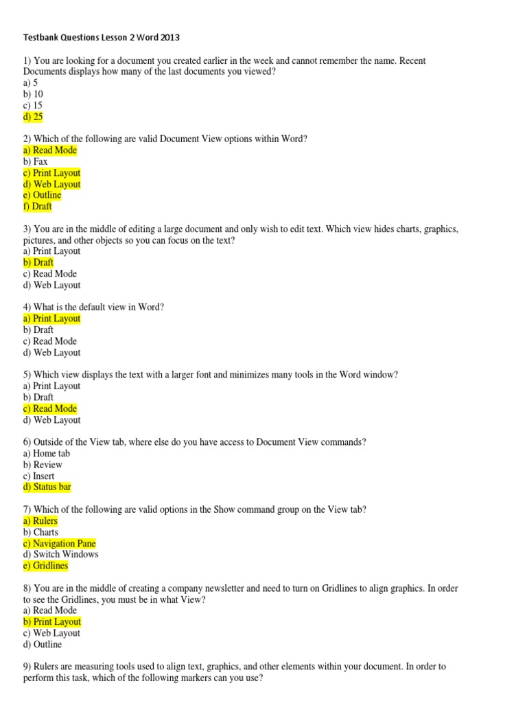 Chapter02 Testbank Word 2013 | PDF | Tab (Gui) | Page Layout