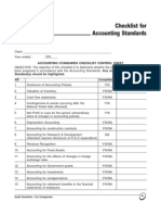 Accounting Standards Checklist Control Sheet