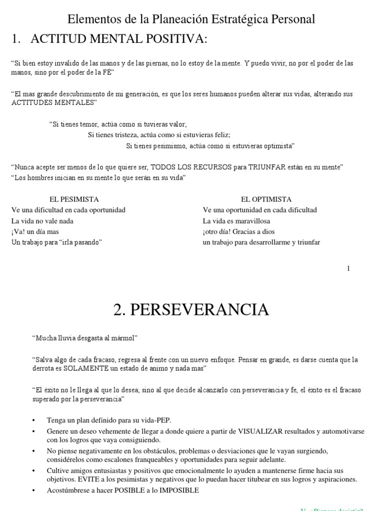 Elementos de La Planeacion Estrategica Personal | Descargar gratis PDF ...