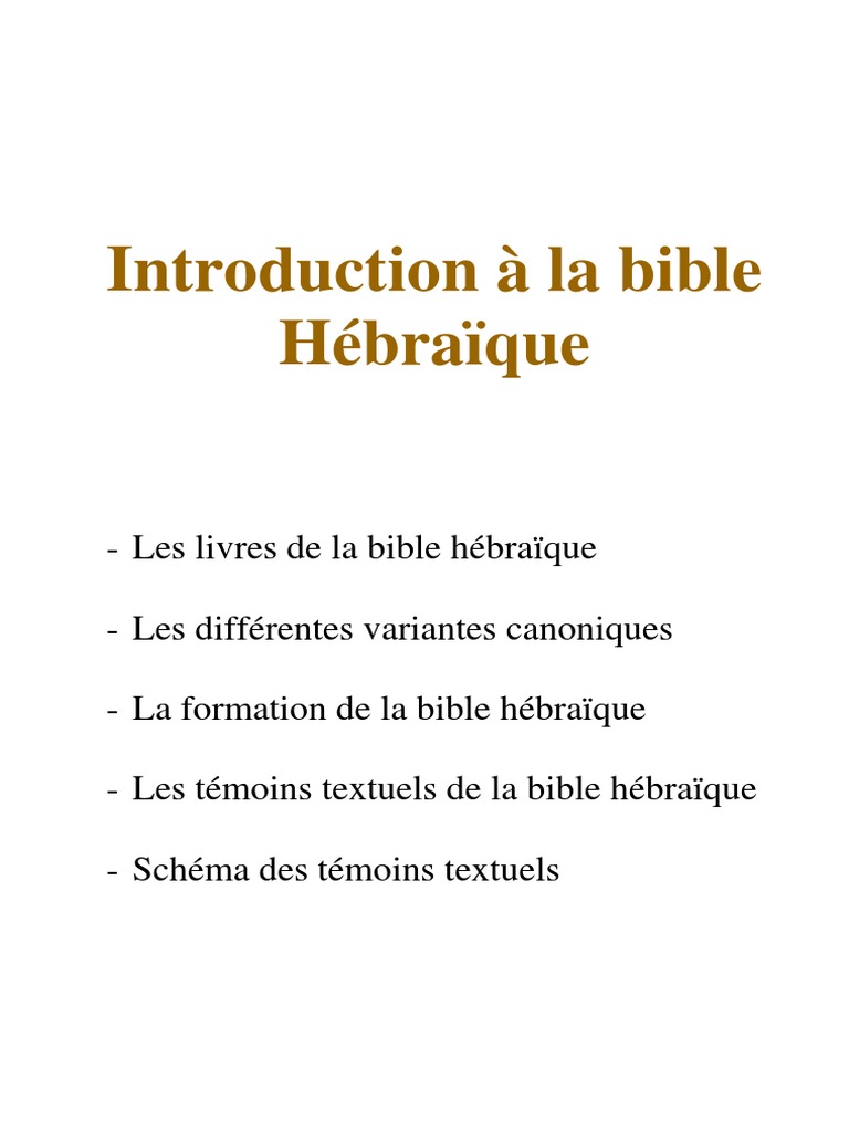 Introduction à la Bible hébraïque | PDF | Septante | Torah