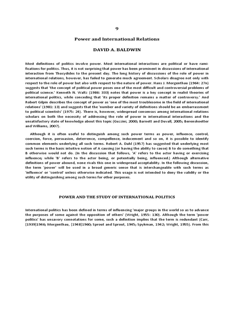 Power and International Relations | PDF | Politics