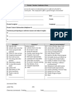 Parent Teacher Conference Form