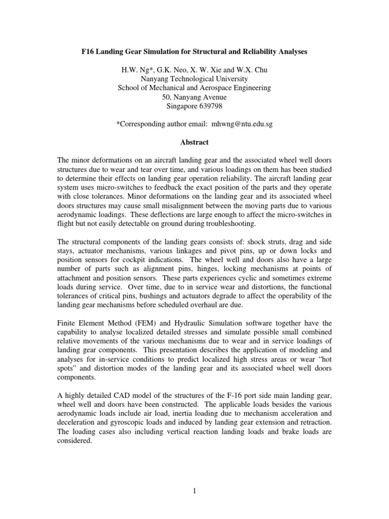 F-16 Landing Gear Structural Analysis | PDF | Landing Gear | Force
