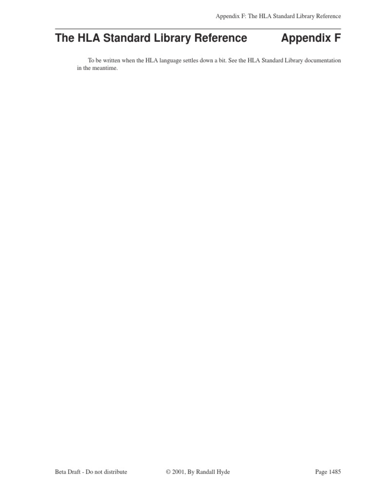 Appendix F: The HLA Standard Library Reference | PDF | Gastroenterology ...