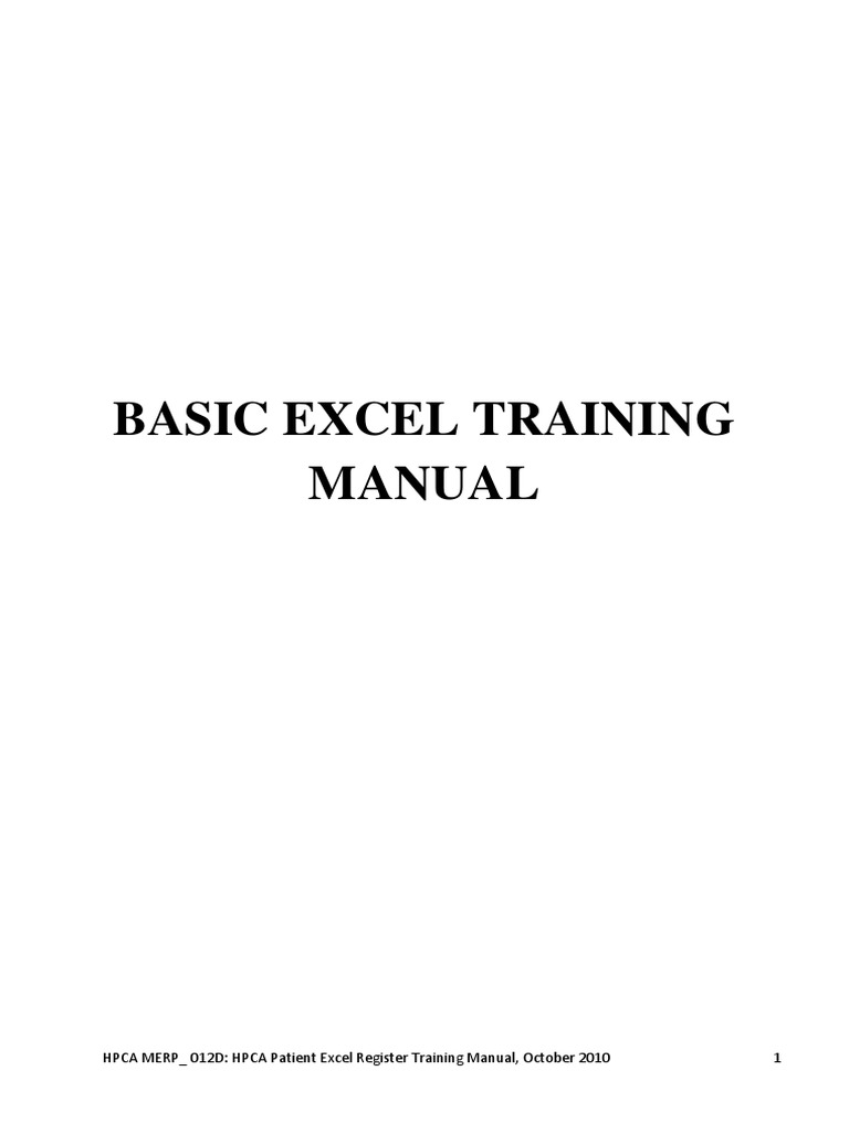 Basic Excel Training Manual PDF | PDF | Spreadsheet | Microsoft Excel