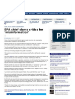 EPA Chief Slams Critics for ‘Misinformation’