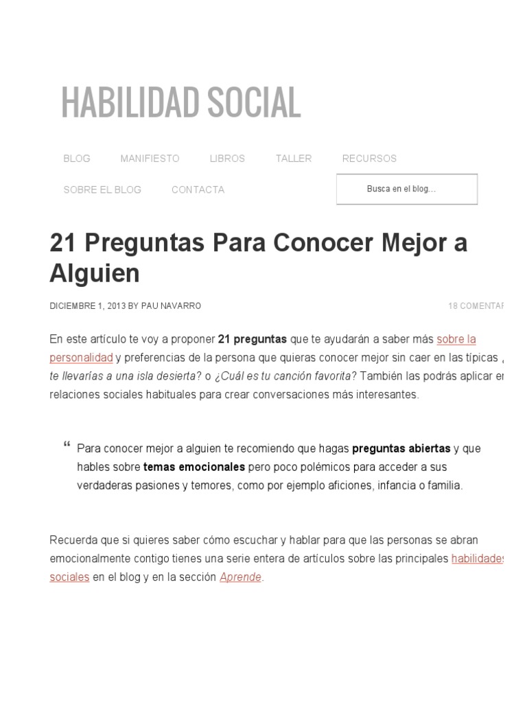21 Preguntas Para Conocer Mejor a Alguien.pdf Blog Email