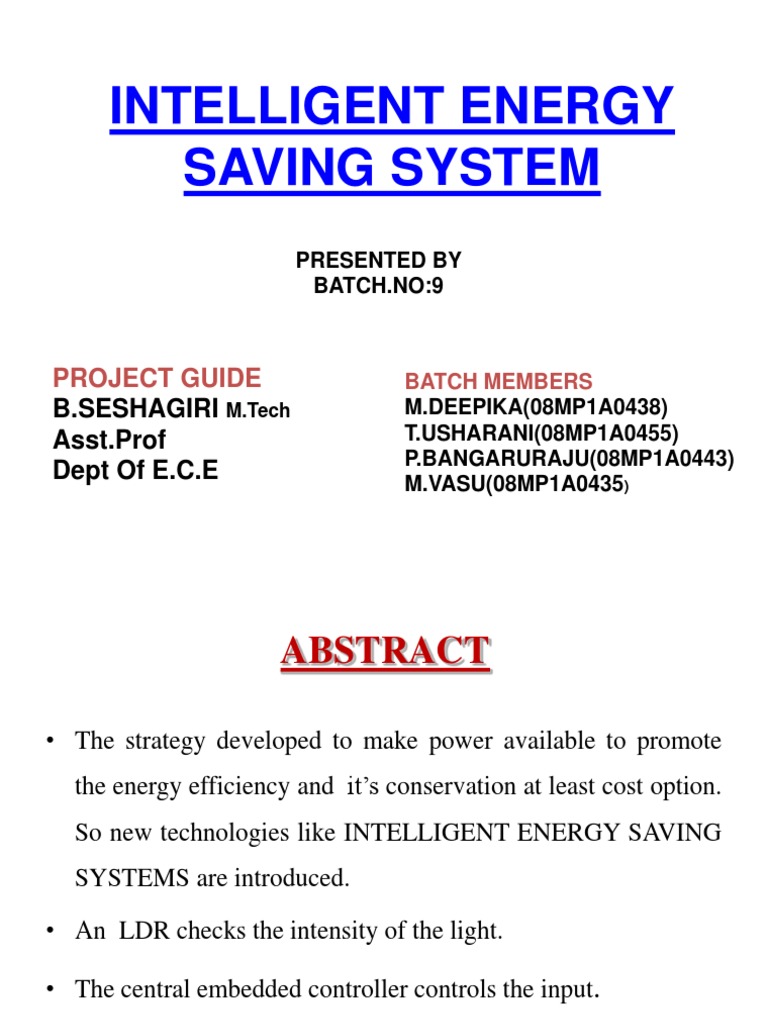 Intelligent Energy Saving System: Project Guide | PDF | Embedded System ...