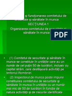 Organizarea Şi Funcţionarea Comitetului de Securitate Şi Sănătate În Munca