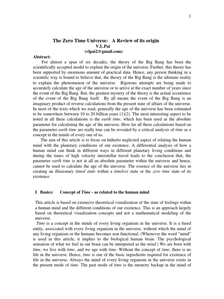Zero Time Universe: Rethinking Time's Origin | PDF | Time | Sleep