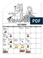 October Prek Calendar