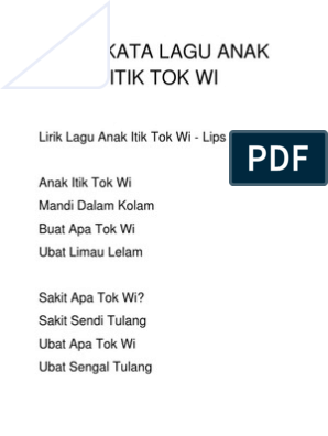 Senikata Lagu Anak Itik Tok Wi Pdf