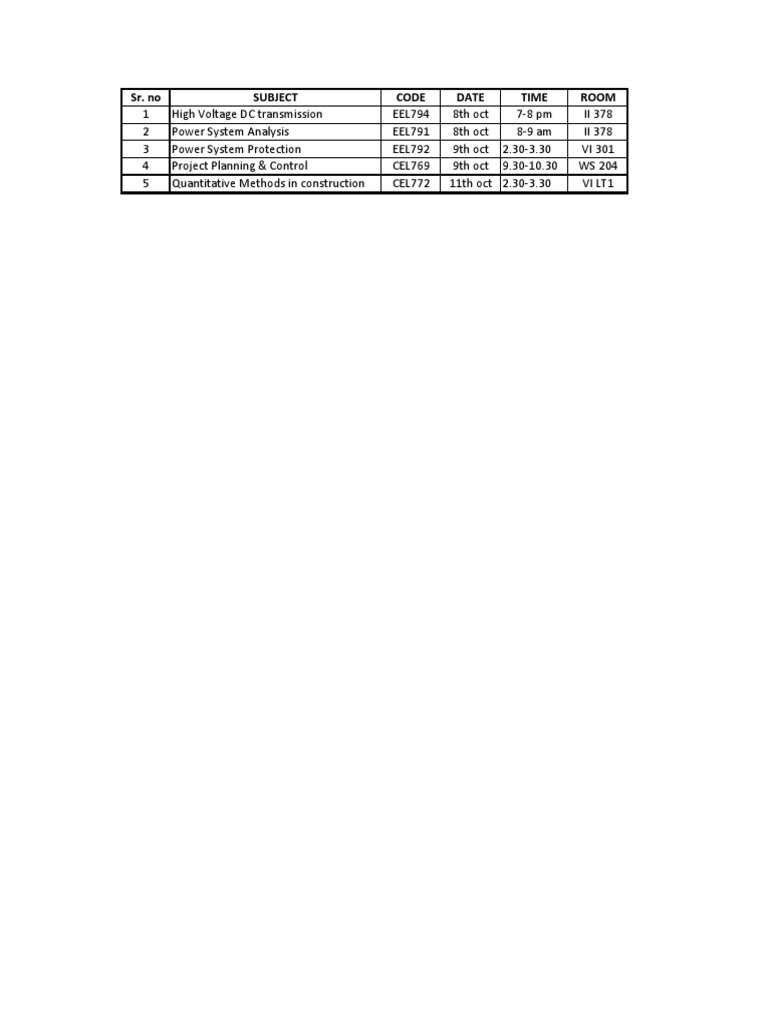 Engineering Exam Schedule Oct 2023 | PDF