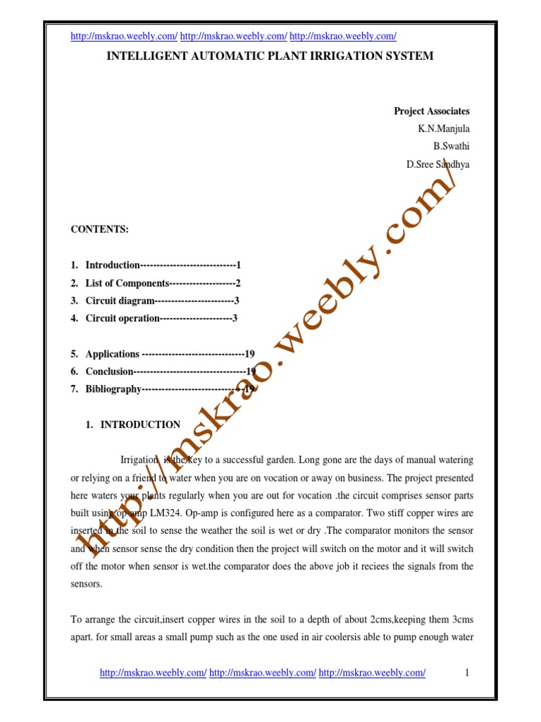 Intelligent Automatic Plant Irrigation System PDF Operational Amplifier Computer Engineering