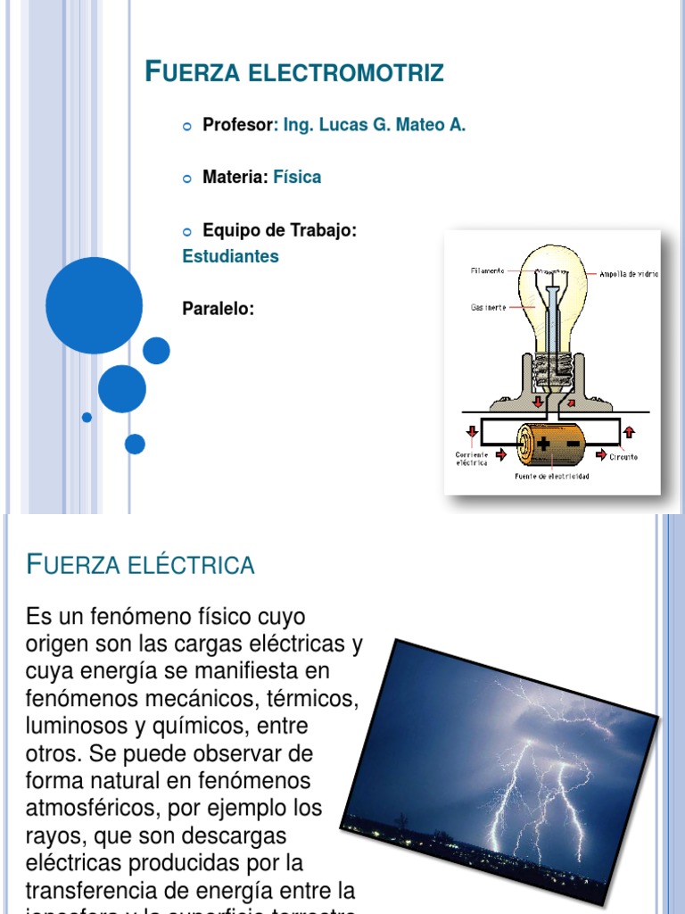 Fuerza electromotriz.ppt Electricidad Generador