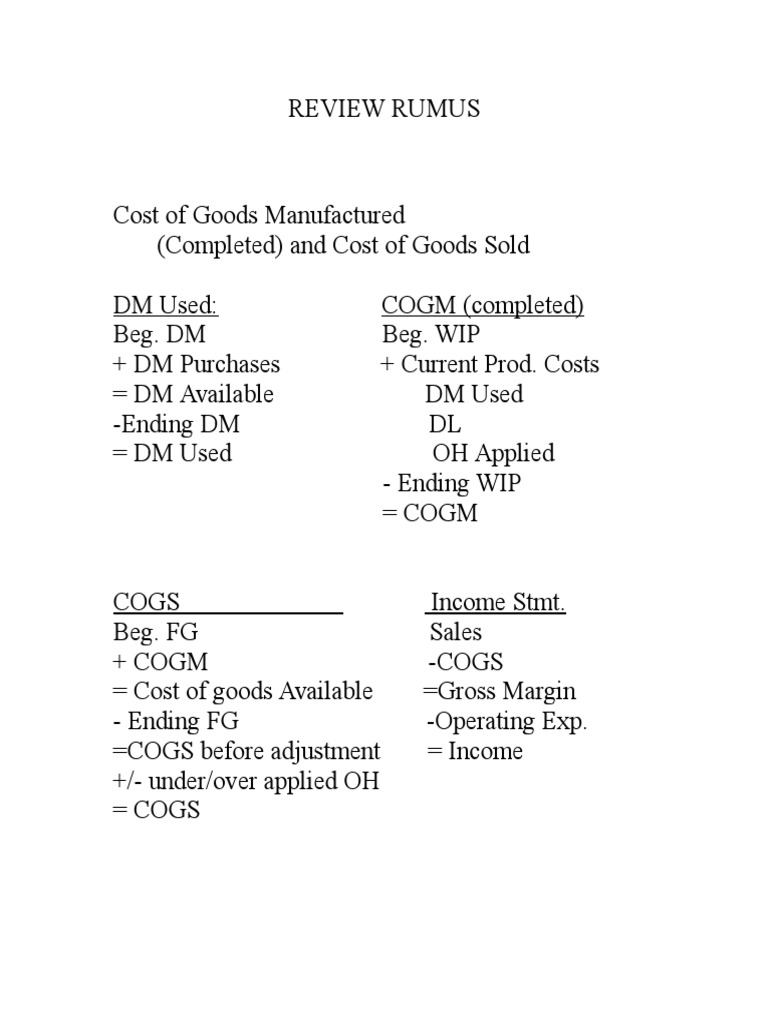 COGM and COGS Calculation Guide | PDF | Business