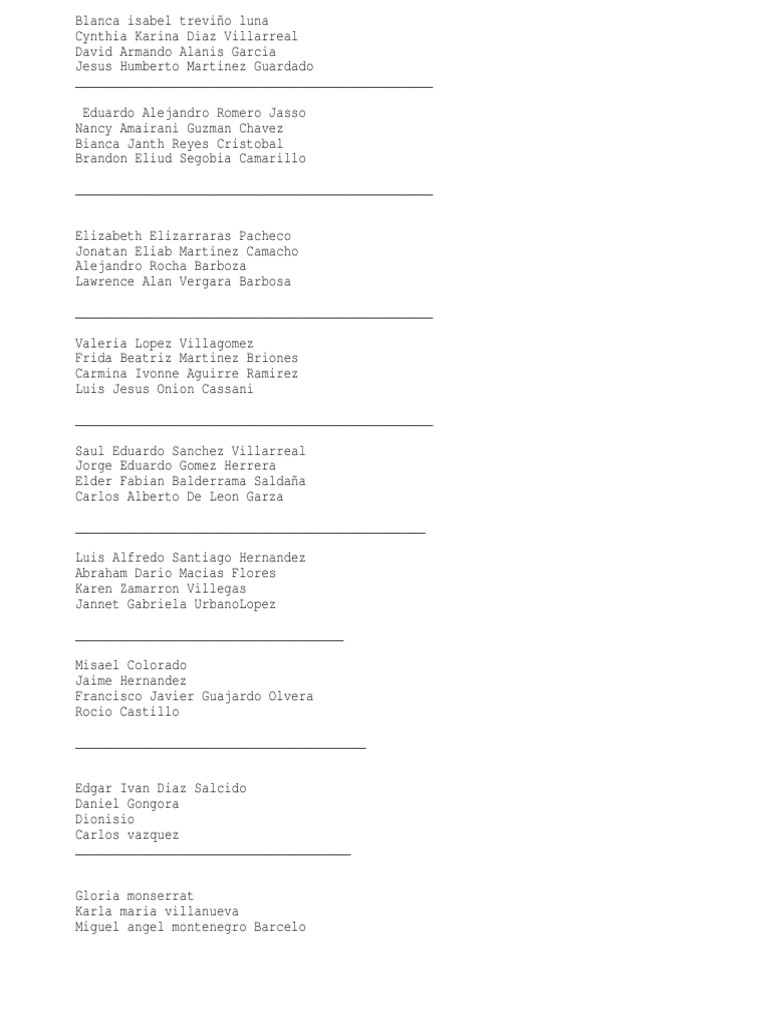 Student Names List: 47 Alumnos | PDF