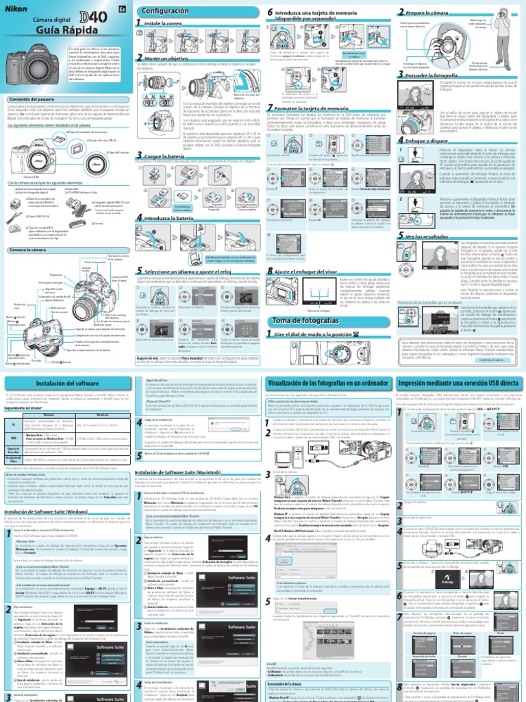 Nikon D40 Esp-Guia Rapida PDF | PDF | Microsoft Windows | Point and Click