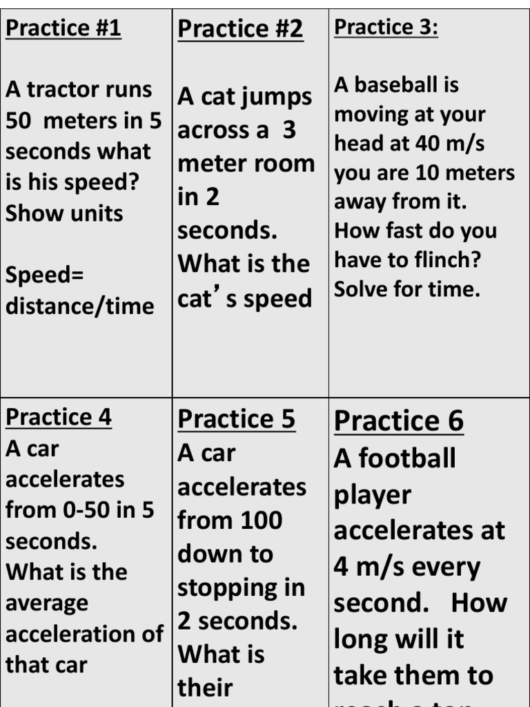 Motion Math Practice Problems | PDF