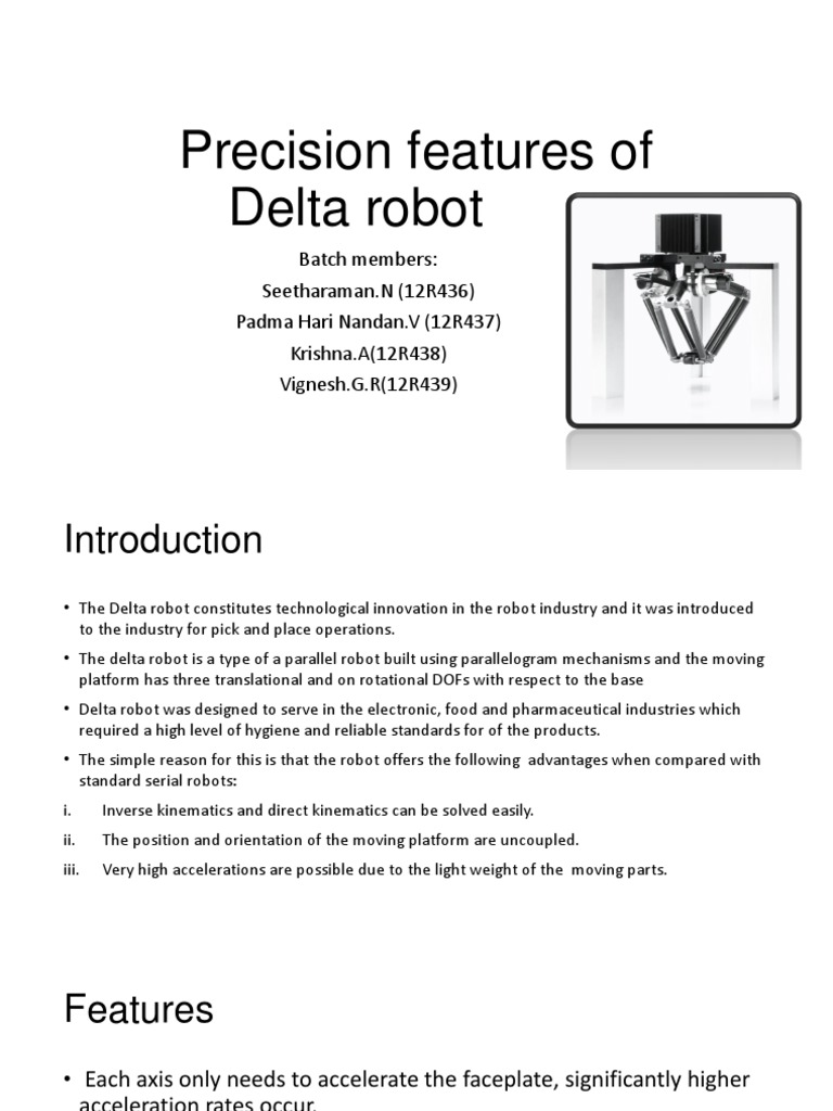 Precision Features Of Delta Robot Pdf Robot Robotics
