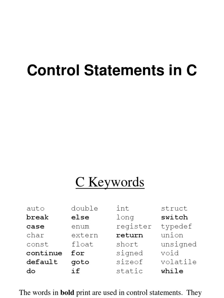 Control Statements in C Language | PDF | Object Oriented Programming ...