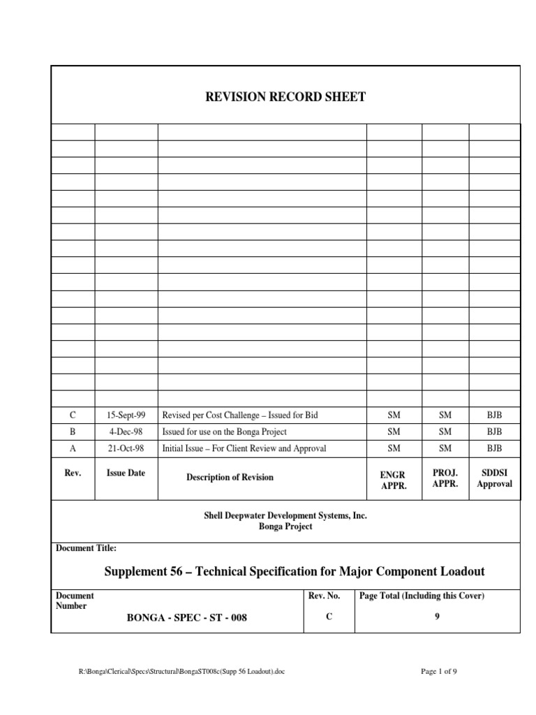 Major Component Loadout Specification | PDF | Specification (Technical ...