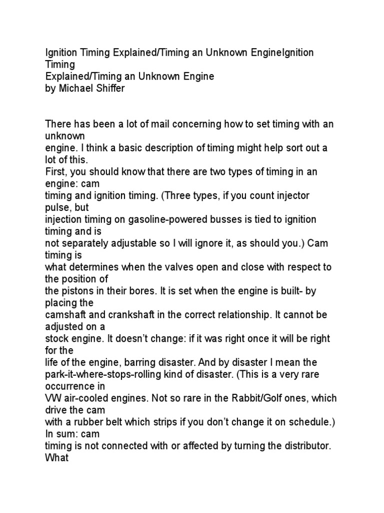 Ignition Timing Explained Timing An Unknown Engine PDF Systems