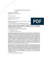 Sentencia Constitucional Plurinacional, Proyecto de Resolucion Mayo 2014