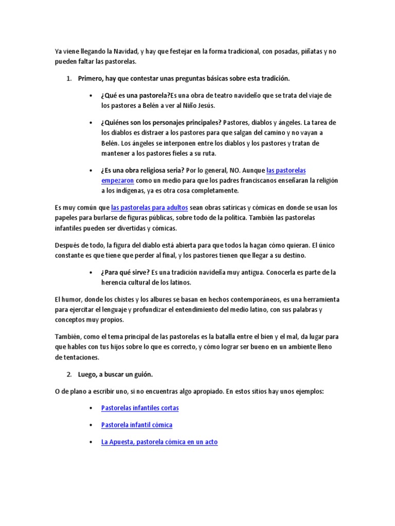 Como Preparar Una Pastorela Docx Navidad Ocio