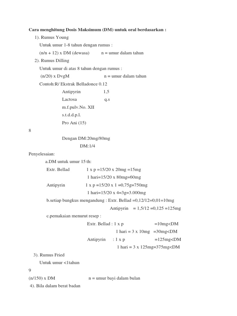 Cara Menghitung Dosis Maksimum