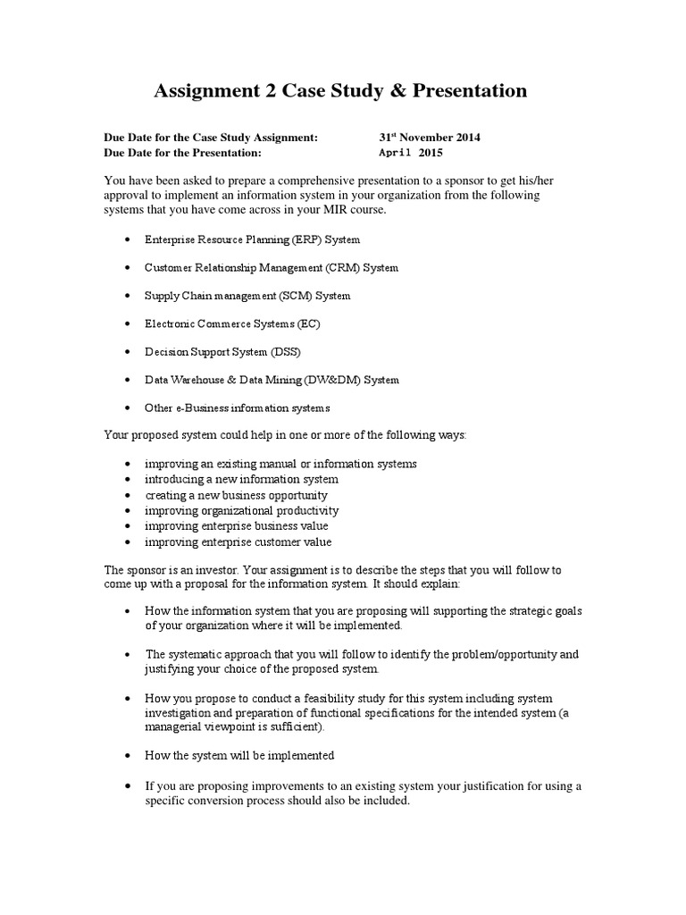 Information System Proposal Case Study | PDF