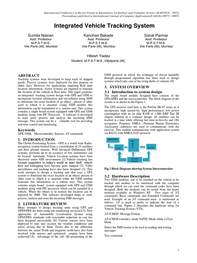 Intergrated Vehicle Tracking System | PDF | Short Message Service ...