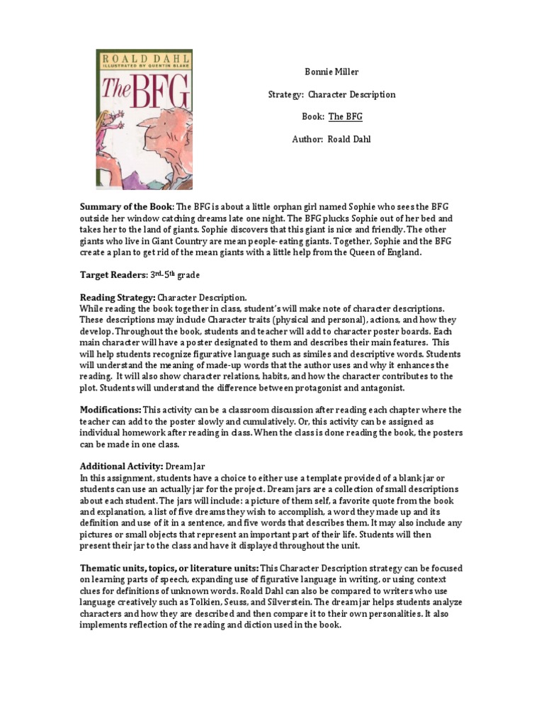 BFG Character Description Strategy | PDF | Communication | Learning