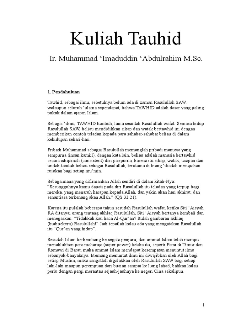 Kuliah Tauhid Pdf